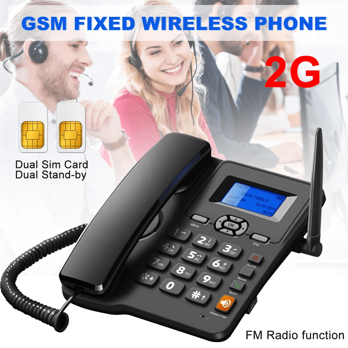 Dual SIM GSM FWP Fixed Wireless Phone Wireless Desktop Landline Phone Telephone Phone Set