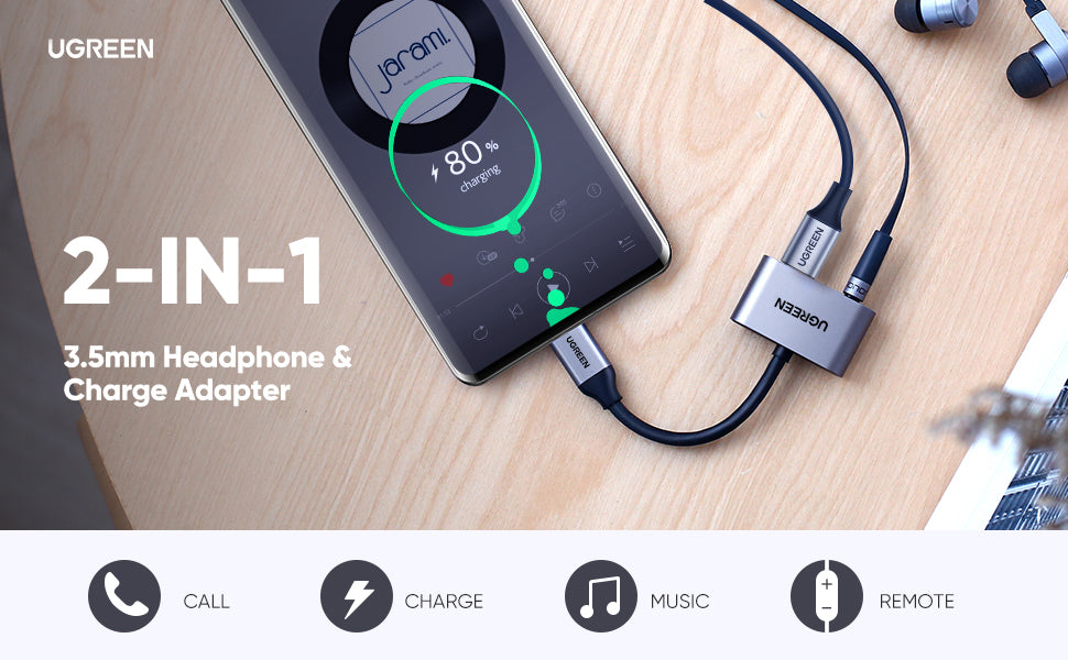 UGREEN Type-C to 3.5mm Audio + Type-C Adapter | 50596