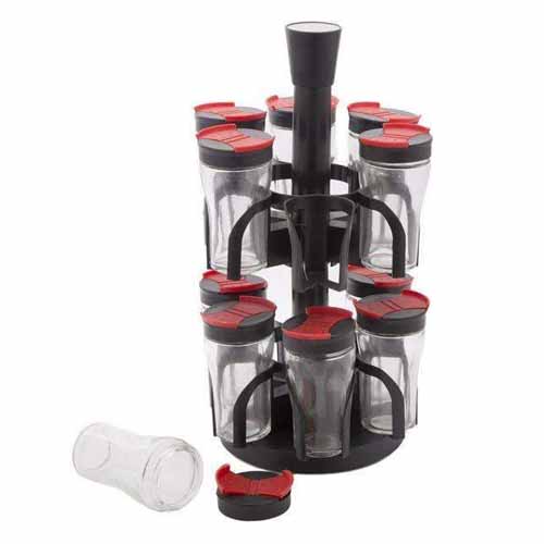 12 Jars Spice Rack with Rotating Stand Set