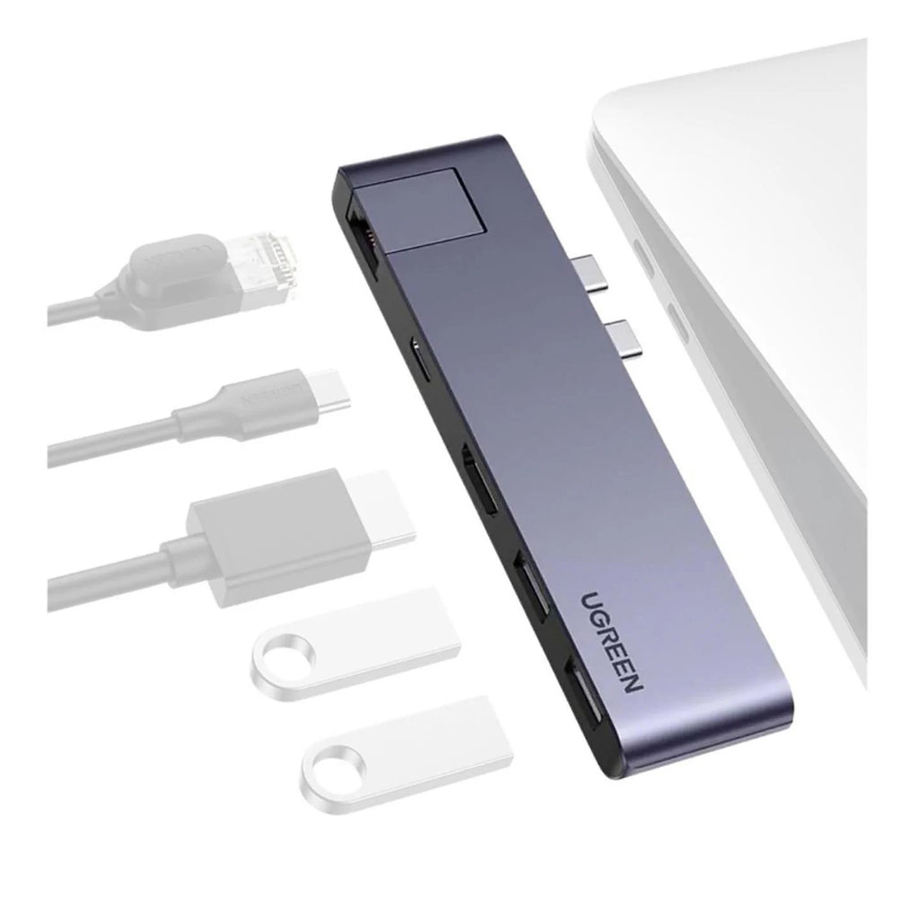 UGREEN Dual USB-C To 2*USB 3.0 A+USB-C Female+ HDMI+ Gigabit Ethernet Converter