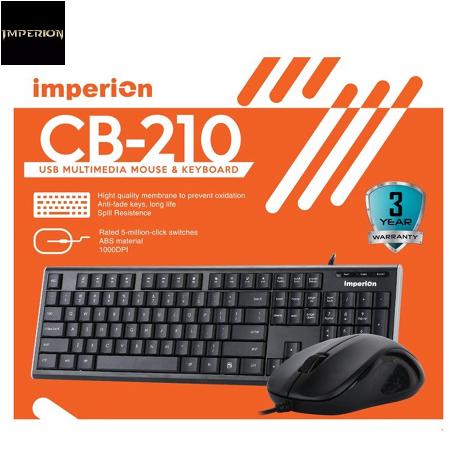 Imperion CB-210 Usb Multimedia Keyboard & Mouse Combo – 3 Years Warranty