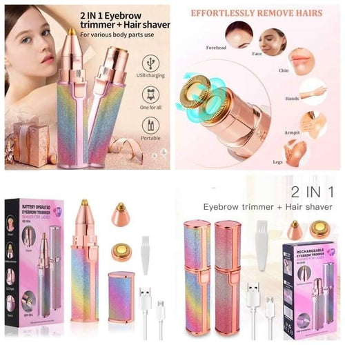 BLAWLESS Rechargeable 2 in 1 Eyebrow Trimmer and Facial Hair remover Trimmer Shaver For Ladies / Women