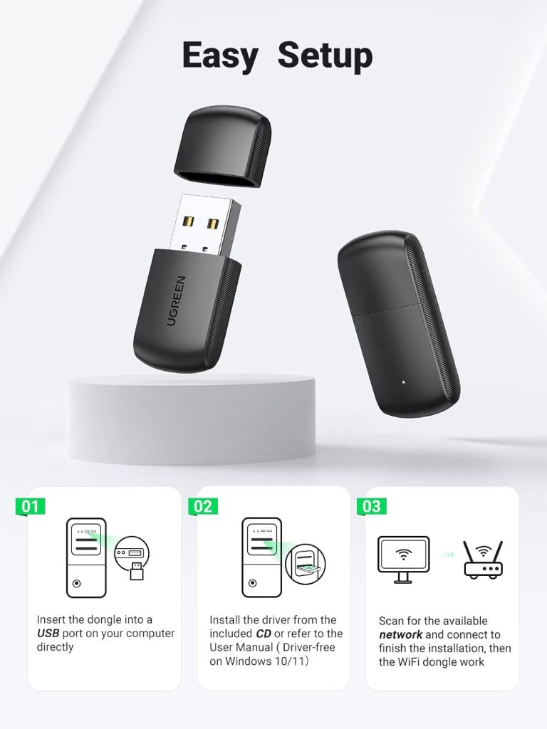 UGREEN Wireless USB Adapter AC650 11ac Dual-Band
