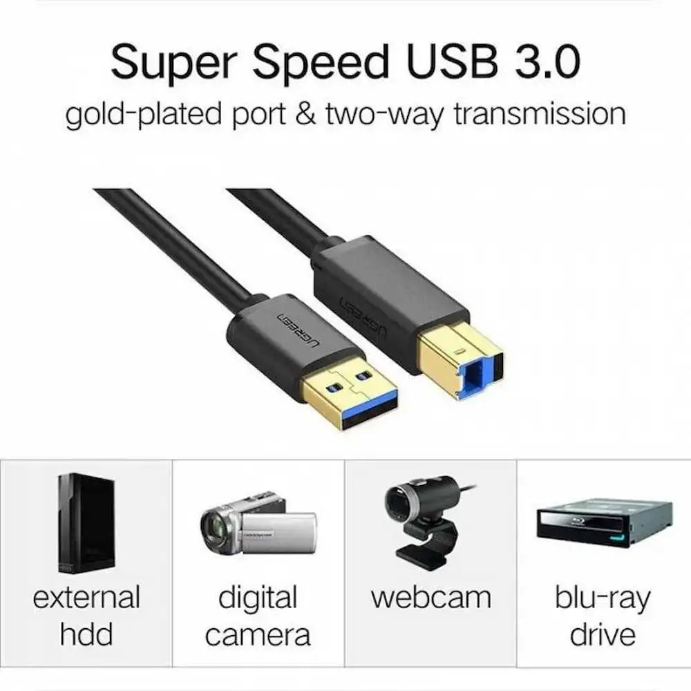 UGREEN 1 Mtr USB 3.0 A Male to B Male Printer Cable