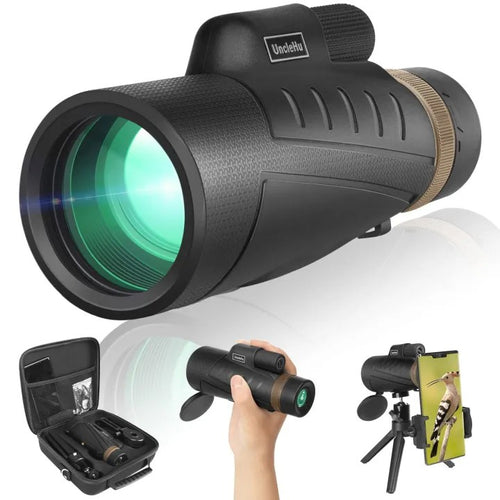 12×50 Monocular Telescope 23mm Large Eyepiece With Smartphone Adapter Tripod