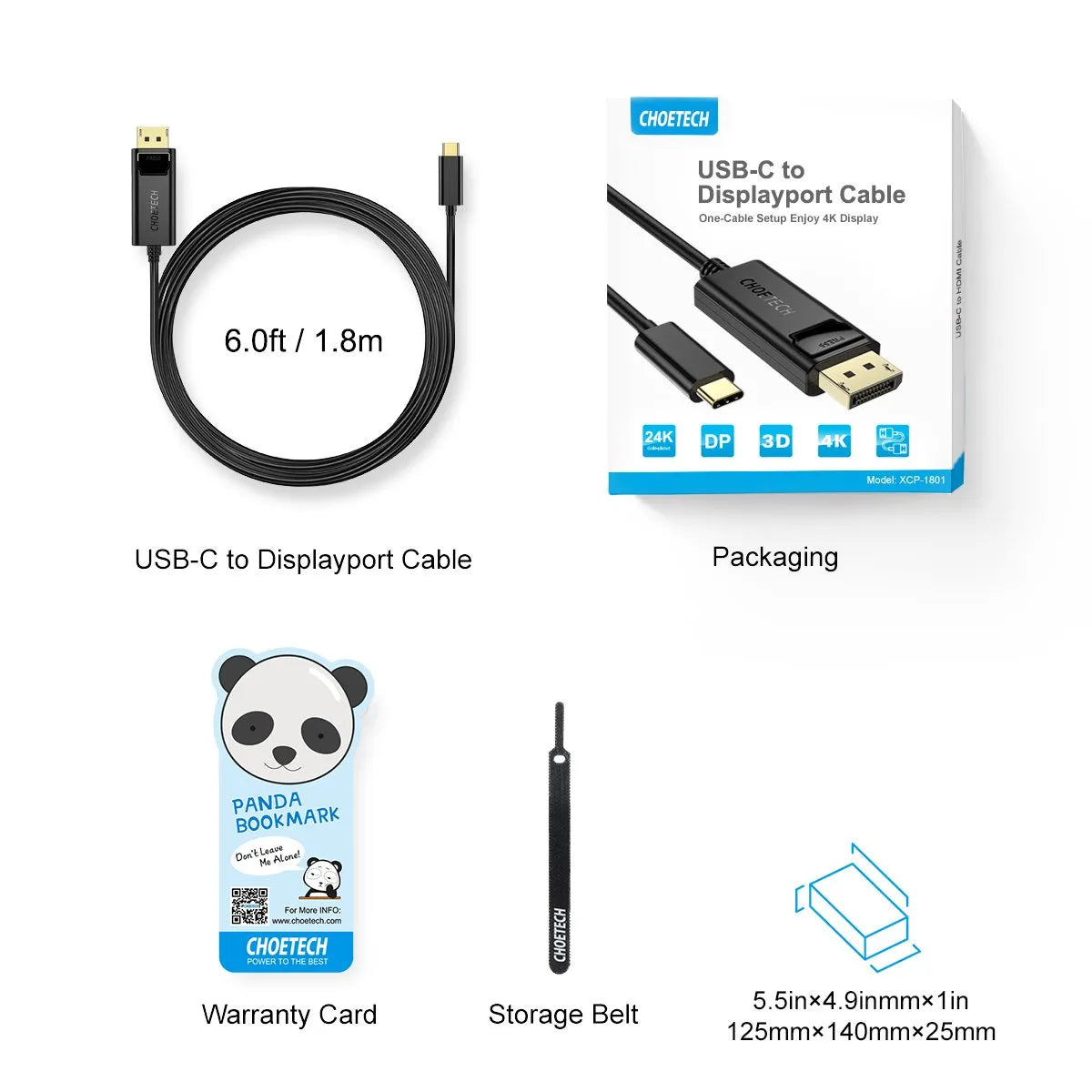CHOETECH USB C To Display Port Adapter XCP-1801 With 6 Month Warranty