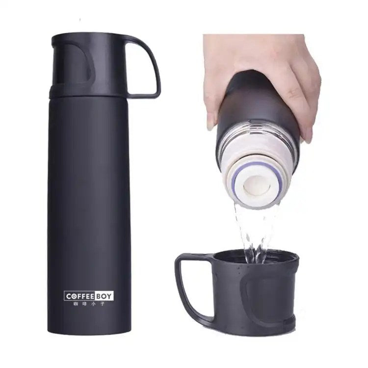 Thermos And Cup Coffee Bottle 2 in 1 500ml/16.2oz Stainless Steel Travel Mug