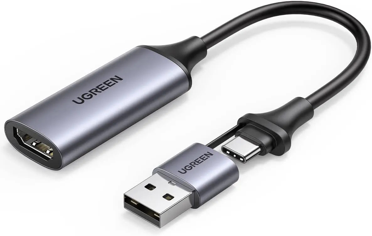 UGREEN Video Capture Card 4K HDMI to USB-A/USB-C HDMI Capture Card Full HD 1080P USB 2.0 Capture Video and Audio Recording for Gaming, Streaming, Teaching, Video Conference