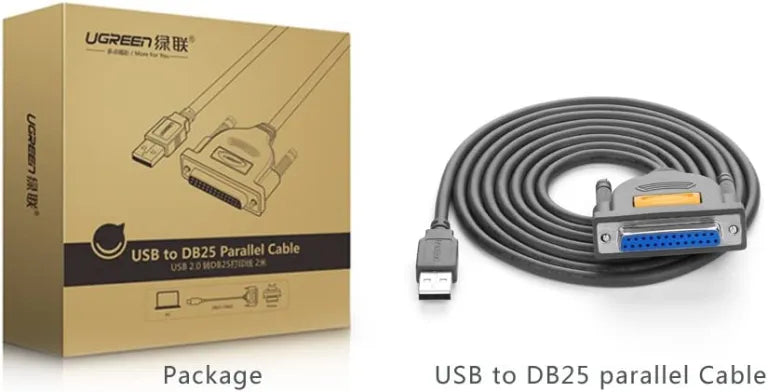 UGREEN USB to DB25 Parallel Printer Cable Adapter 6FT Male to Female Connector IEEE 1284 Converter for PC Desktop Laptop, 6 FT