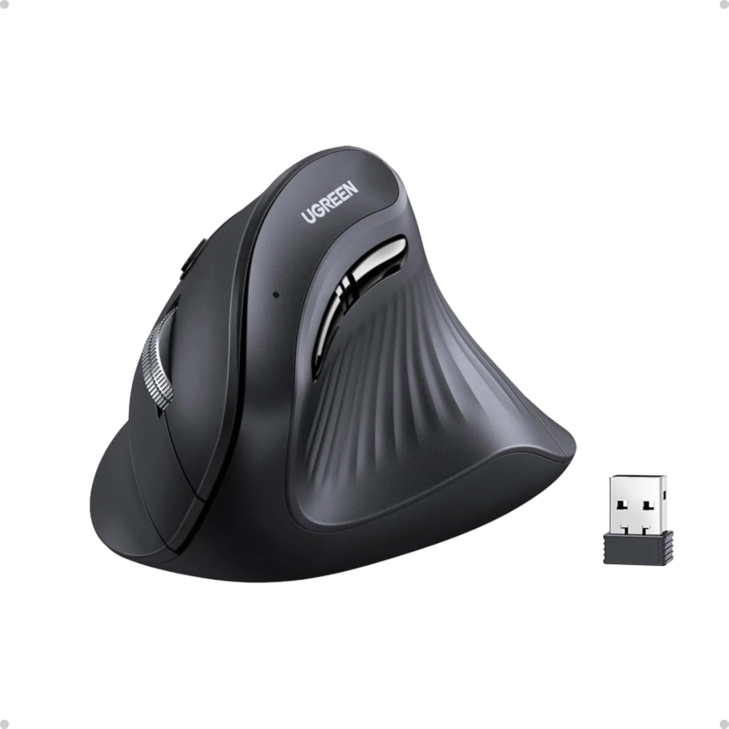 UGREEN Ergonomic Vertical Wireless Mouse, 2.4G/BT, DPI 1000/1600/2000/4000, 5 buttons