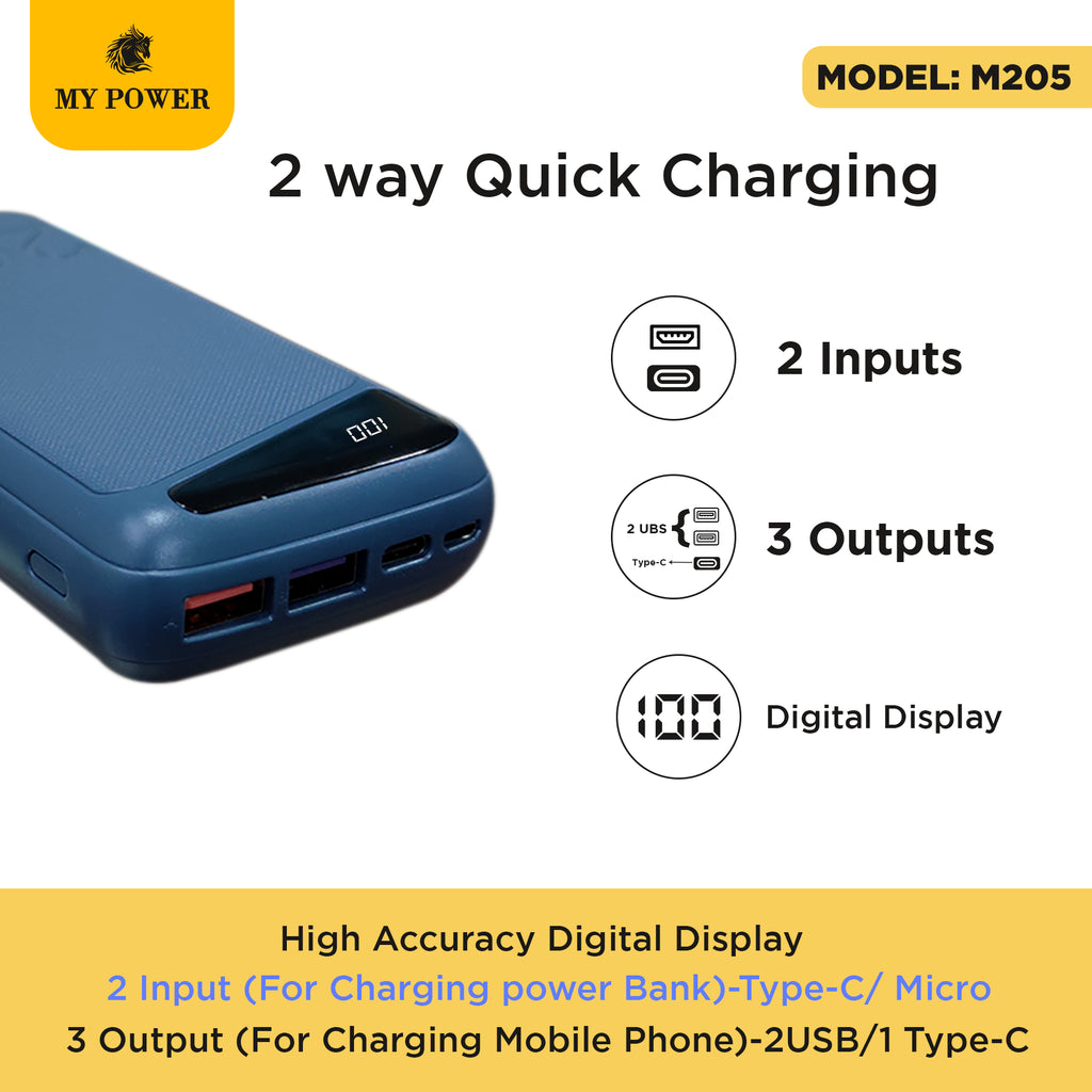My Power M205 Fast Charging 22.5w fully compatible 20000mah power bank