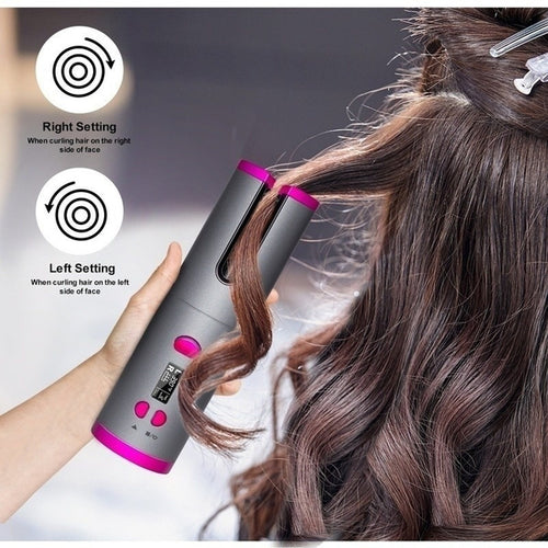 Auto Cordless Hair Curler Portable Wireless USB Automatic Hair Curler, Anti-Tangle Wireless Auto Curling Iron Wand, Portable USB Rechargeable Spin Curler Ceramic Barrel Rotating