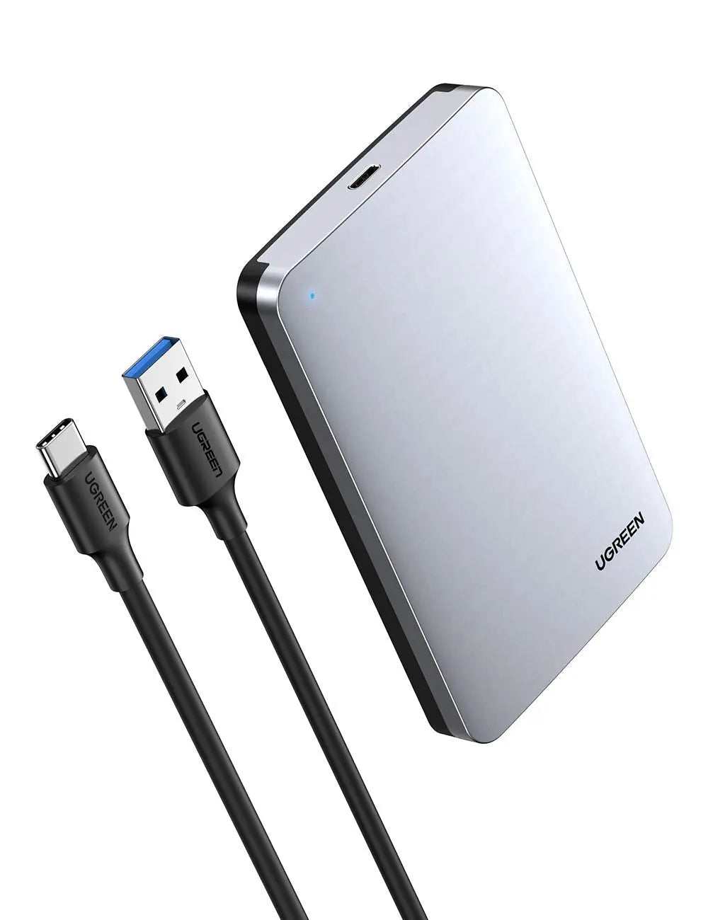 UGREEN 2.5-Inch SATA External Hard Drive Enclosure – USB 3.1 Gen 2, UASP, Aluminum, Tool-Free HDD/SSD Case (70498)