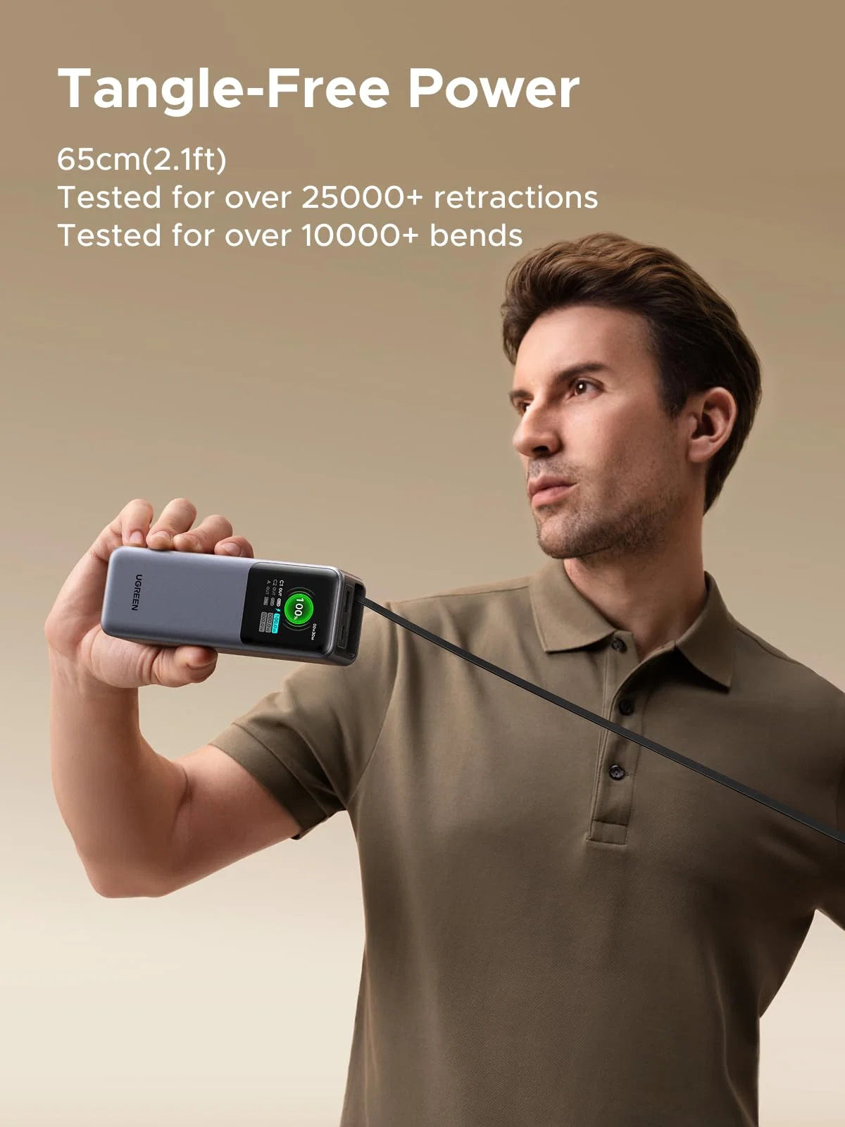 UGREEN Neoxde Pro 165W Power Bank 20000mAh with Built-in Retractable USB C Cable | 95670B