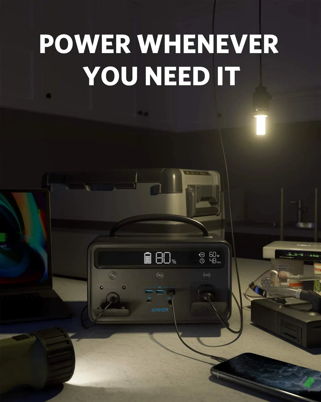 Anker Portable Power Station, PowerHouse II 400, 300W/388.8Wh, 110V AC Outlet/60W USB-C Power Delivery Solar Generator for Camping, Road Trips, Emergency Power, and More