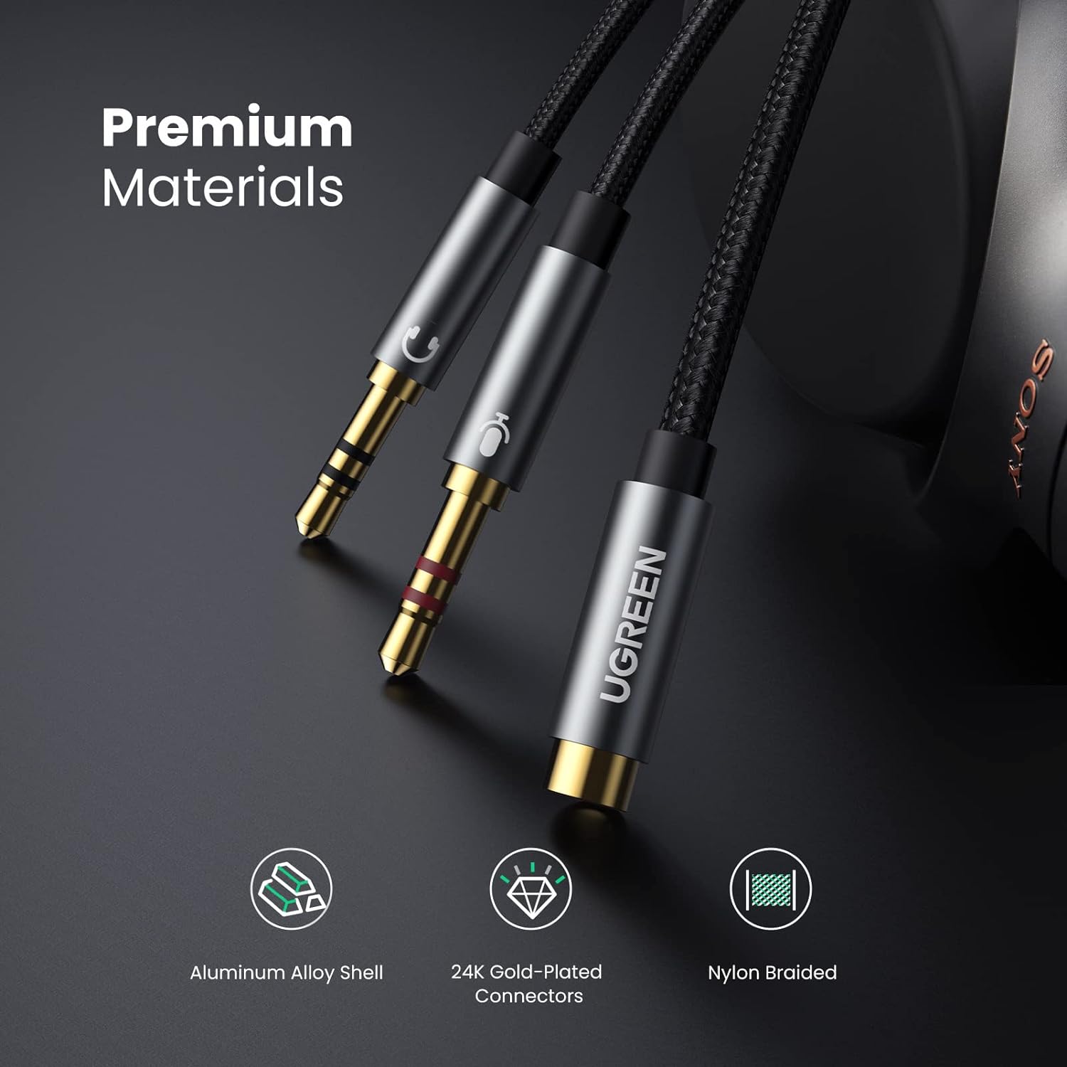 UGREEN-AV140 3.5mm Female To 2 Male Audio Cable |20899