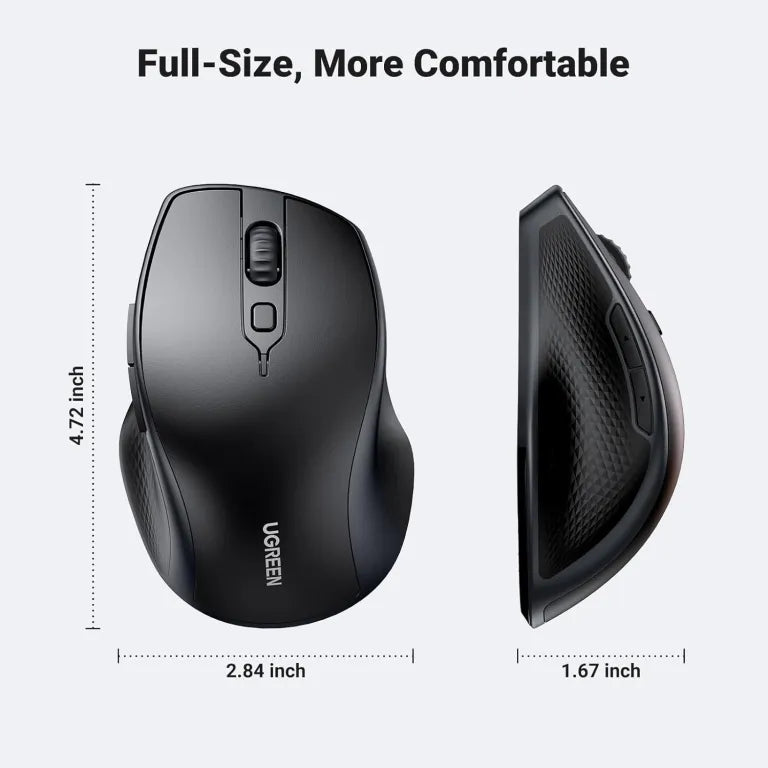 Ugreen Ergonomic Contoured-Shape Design Wireless + Bluetooth Mouse