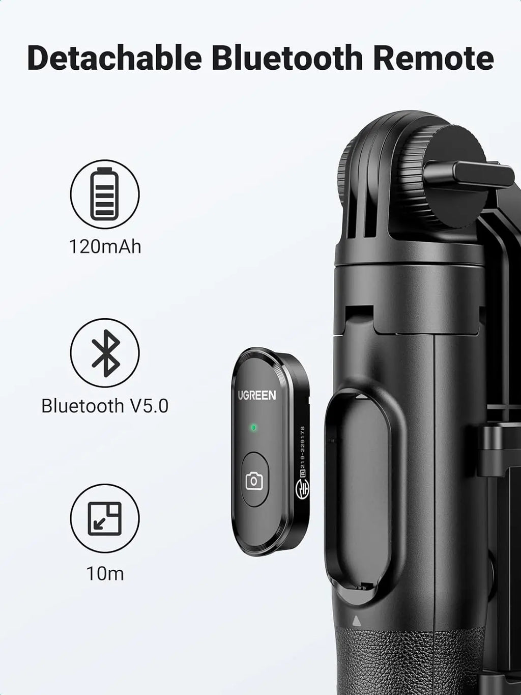 Ugreen Selfie Stick Tripod with Bluetooth Remote (15062)