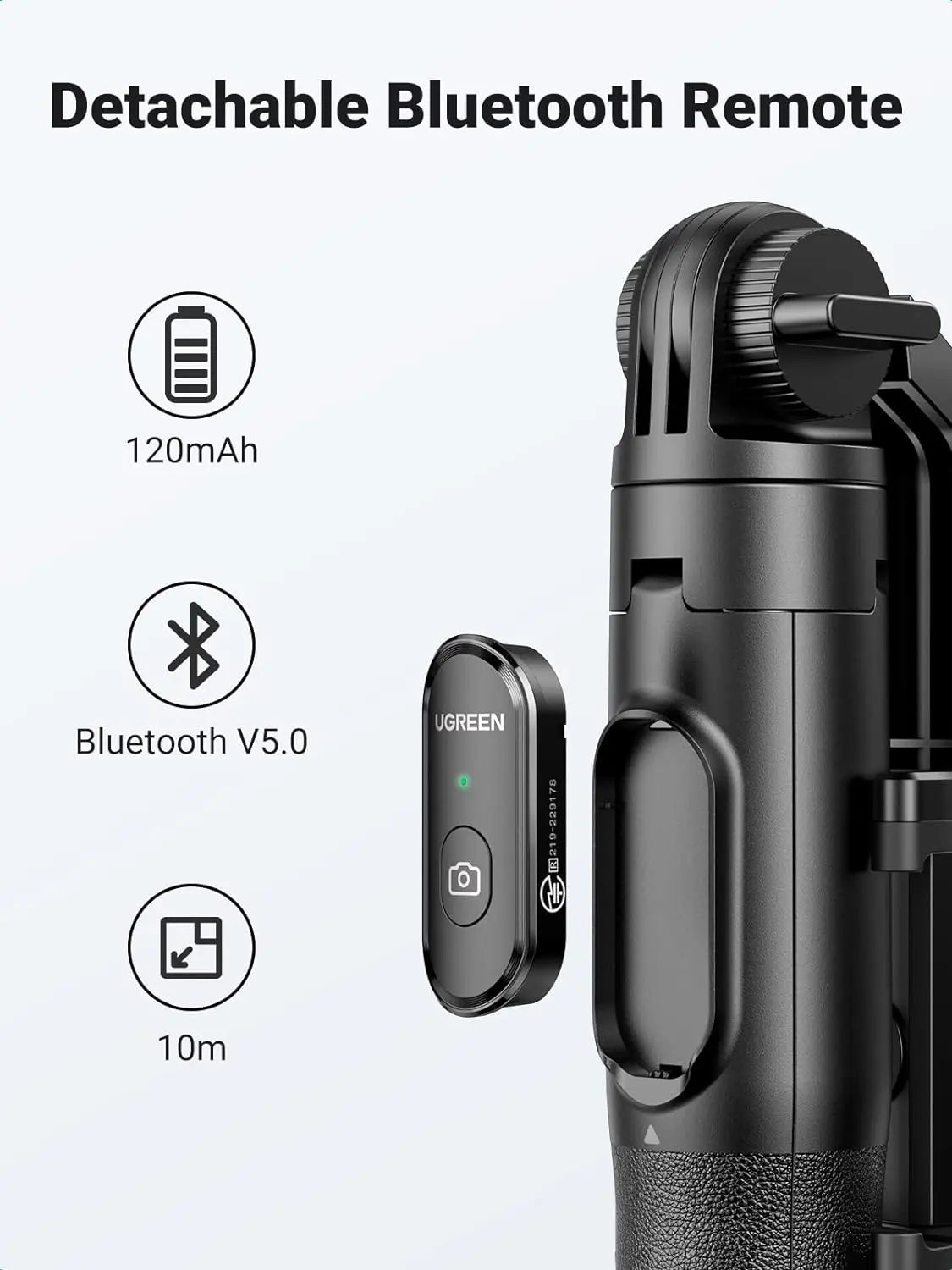 Ugreen Selfie Stick Tripod with Bluetooth Remote (15062)