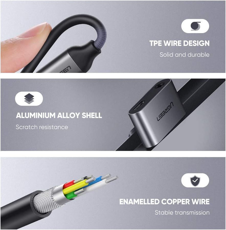 UGREEN Type-C to 3.5mm Audio + Type-C Adapter | 50596