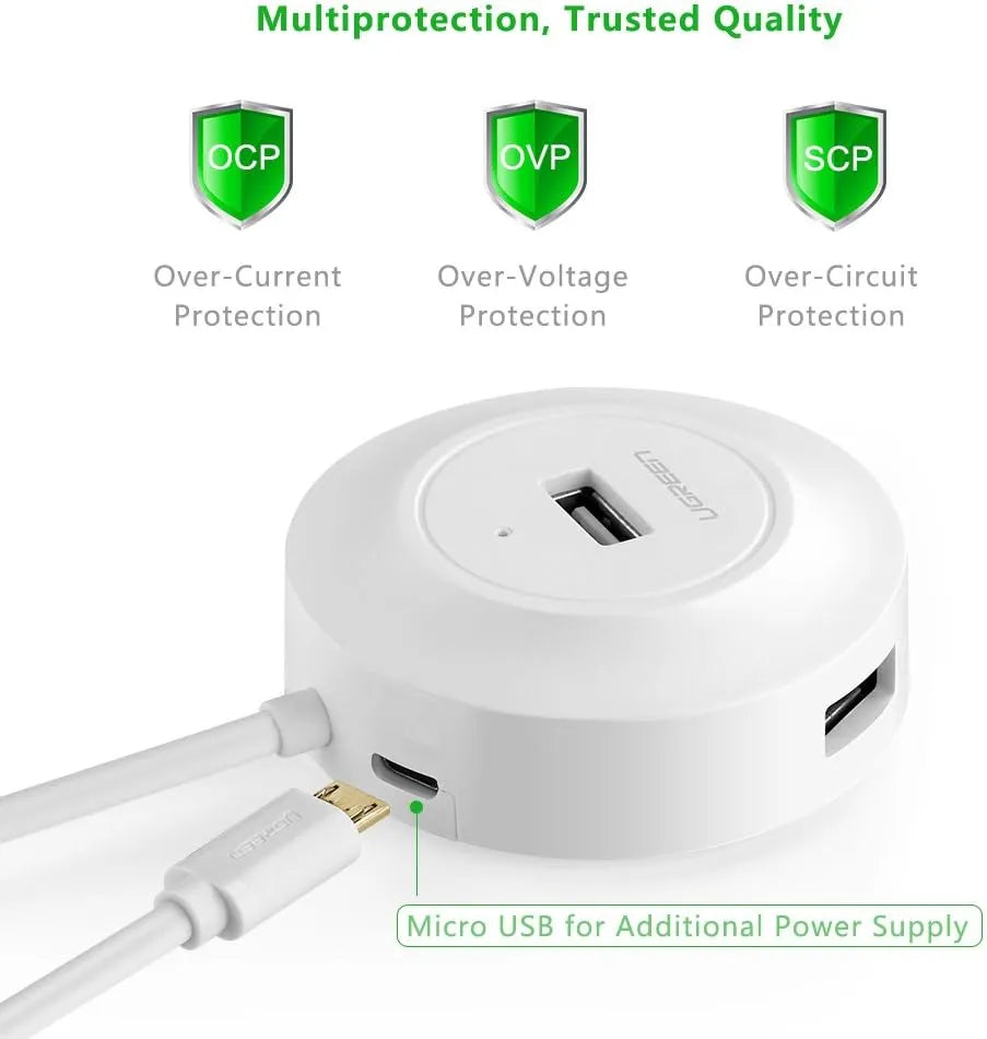 UGREEN USB 2.0 Hub 4 Ports 1m (White/Black)
