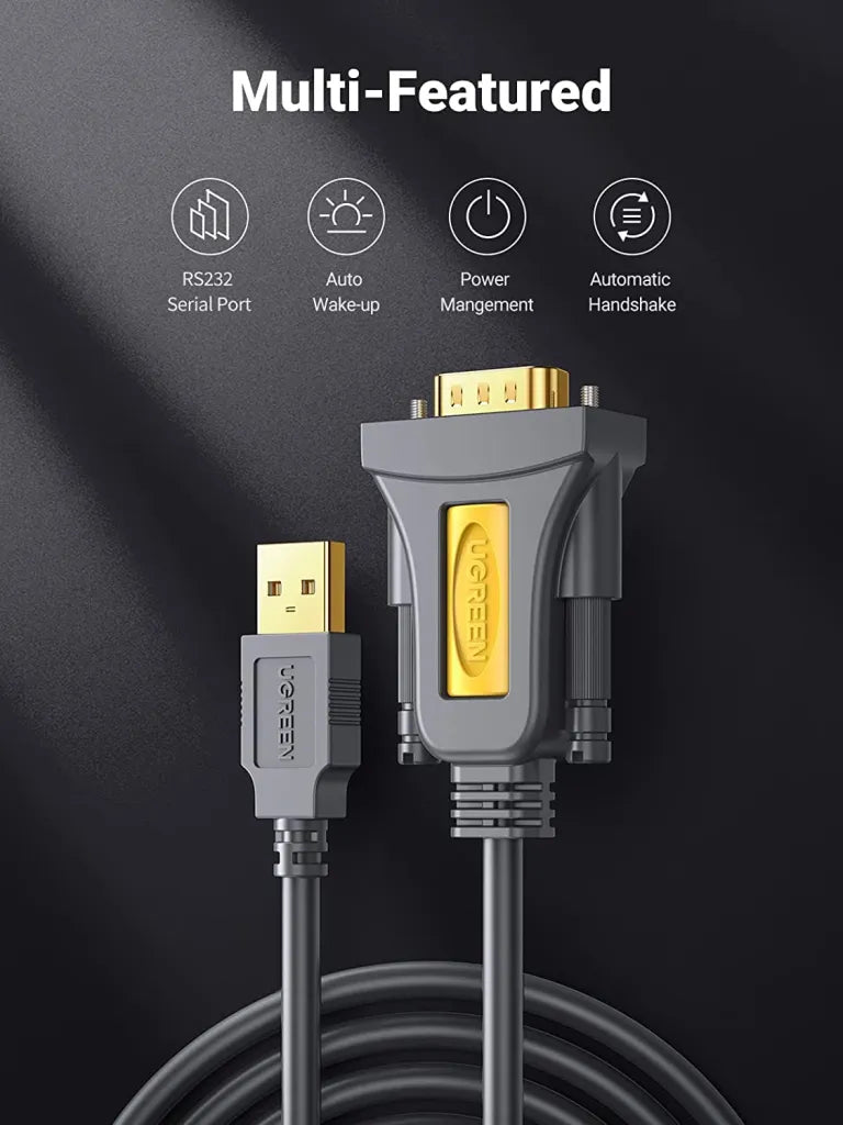 UGREEN USB to RS232 Adapter Serial Cable DB9 Male 9 Pin with PL2303 Chipset RS-232 Converter Cable