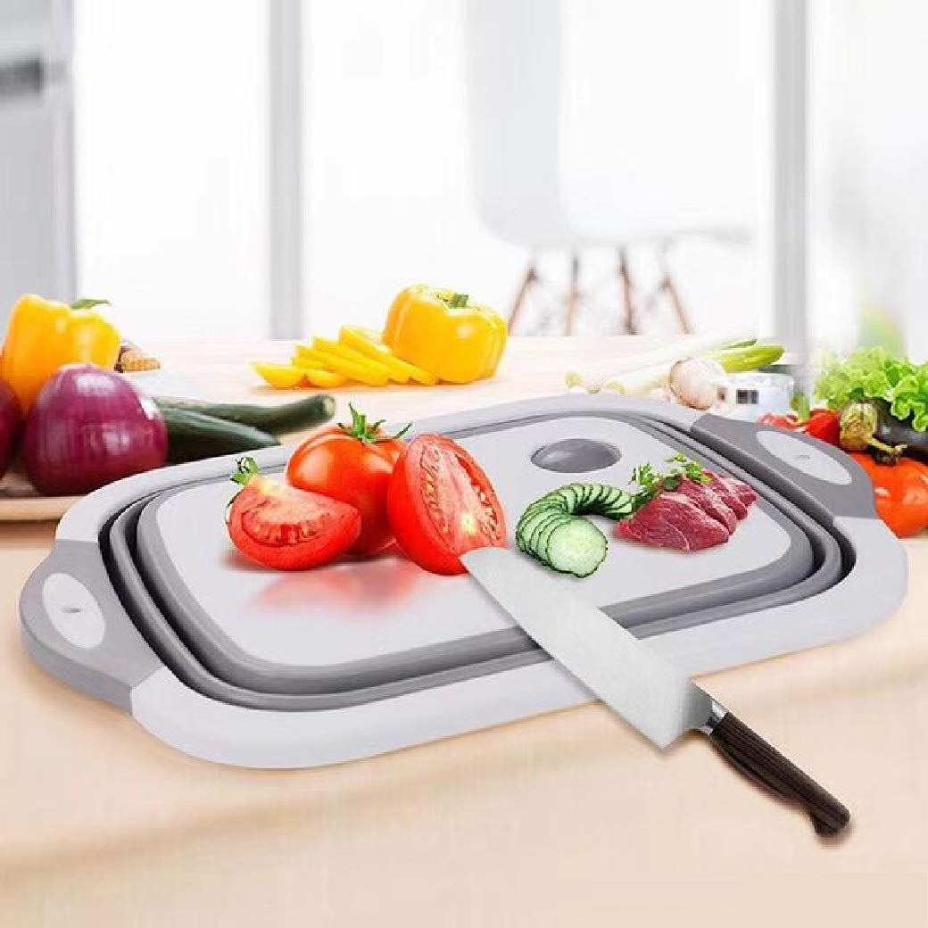 SN Silicone Cutting/Chopping board Portable with 4 in 1 Multifunctions, Chopping board | Vegetable Fruit Washing/Draining|Ice Bucket | Fruit Basket