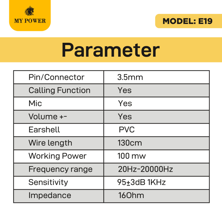 MY POWER E19 Earphone