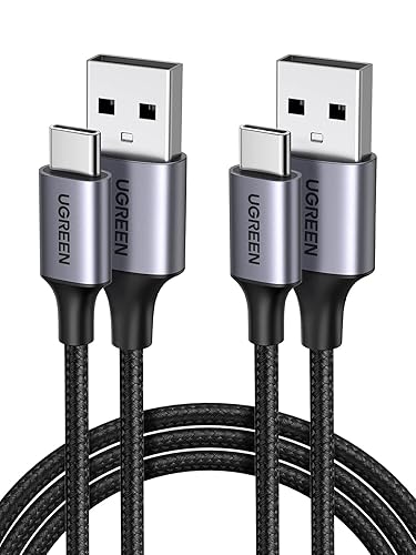 1Mtr UGREEN USB 2.0 A to USB-C Cable Nickel Plating Aluminum Braid 1m (Black)