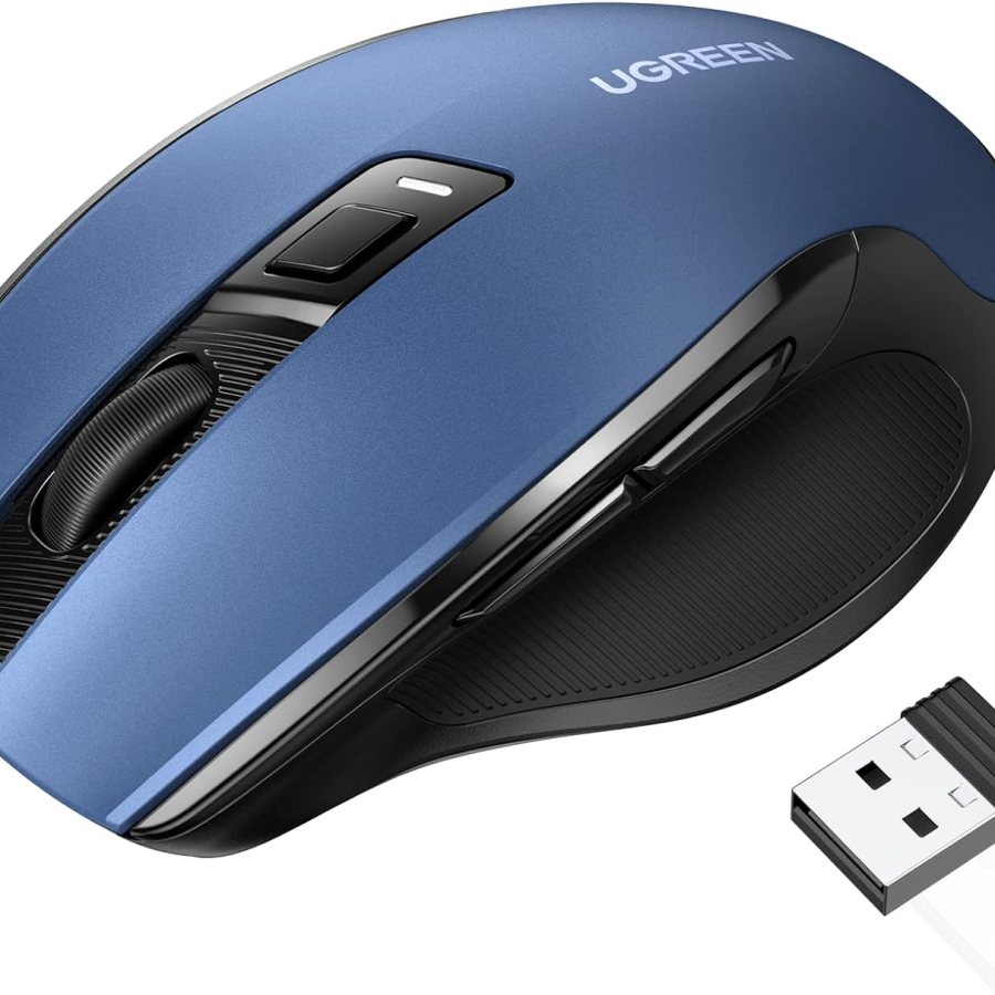 UGREEN Wireless Bluetooth Mouse, Ergonomic Mouse Bluetooth 5.0 & USB 2.4G, Ultra-fast Scrolling, 5 Adjustable DPI Precise Smooth Tracking, Silent Cordless Mouse
