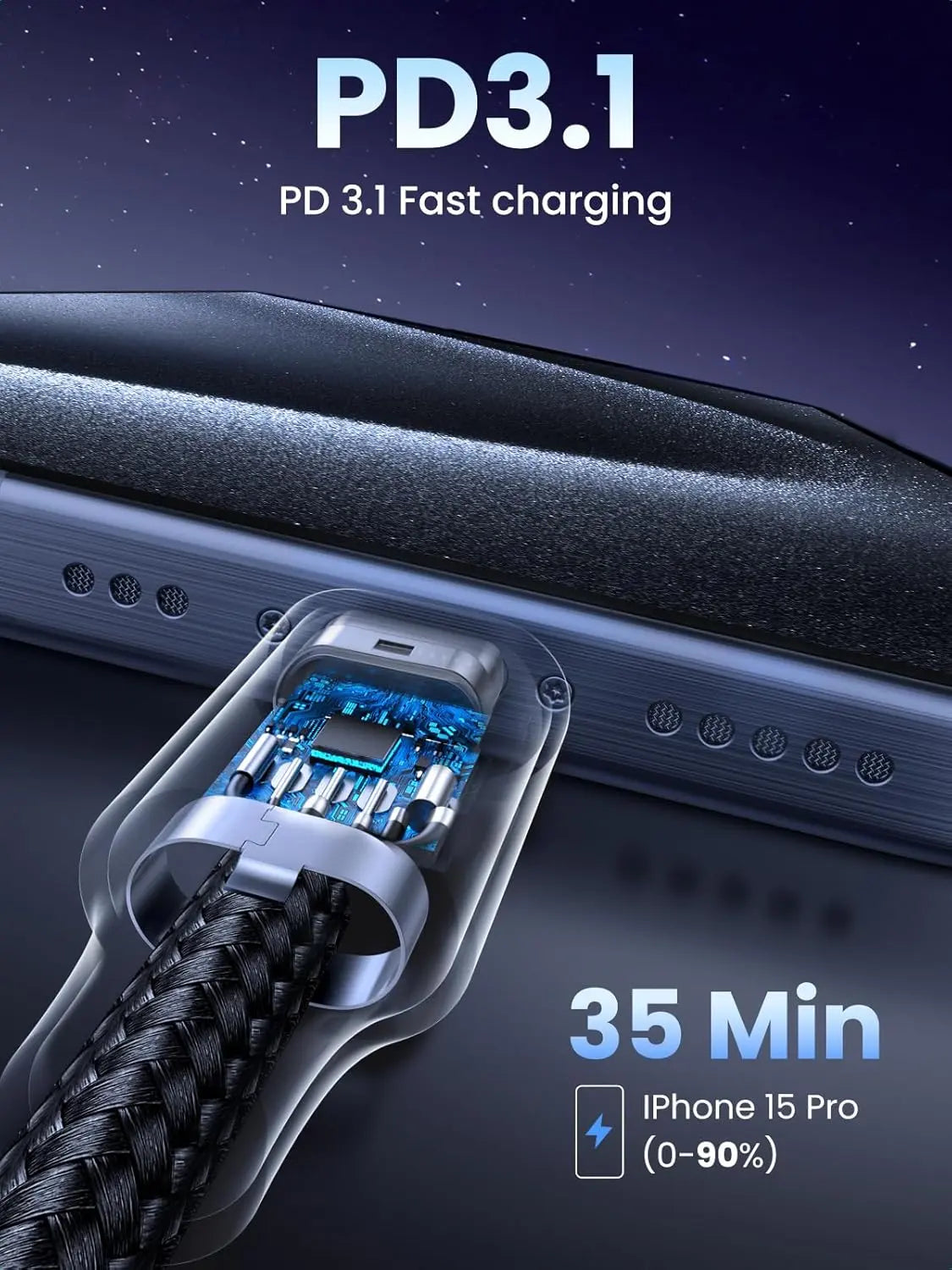 UGREEN USB C to USB C Cable 2M 240W PD 3.1 Fast Charging,480Mbps Data Transfer | 90440 |