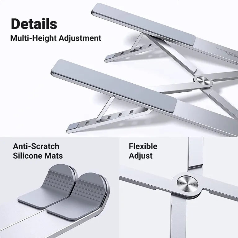 UGREEN Laptop Stand for Desk Adjustable, MacBook Stand, Portable Aluminium Laptop Riser for Desk