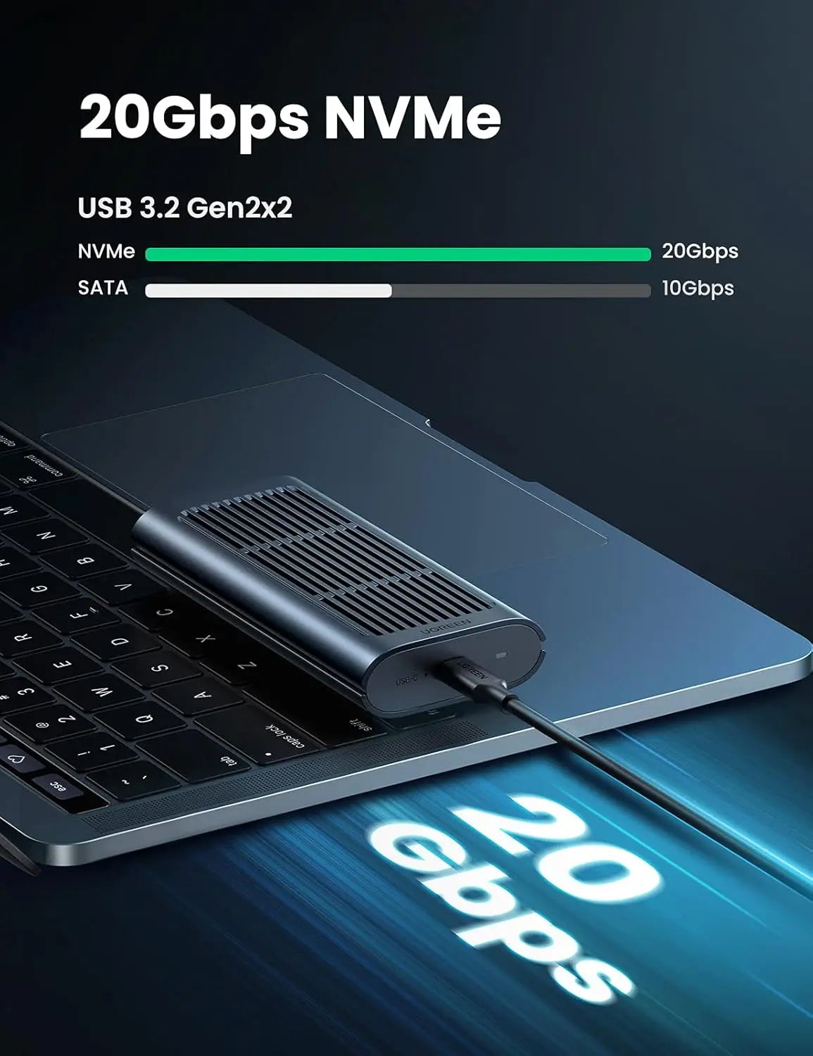 UGREEN USB-C to M.2 NVMe Hard Drive Enclosure 20GB | 80554