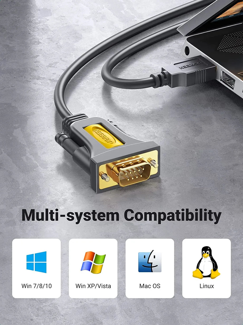 UGREEN USB to RS232 Adapter Serial Cable DB9 Male 9 Pin with PL2303 Chipset RS-232 Converter Cable