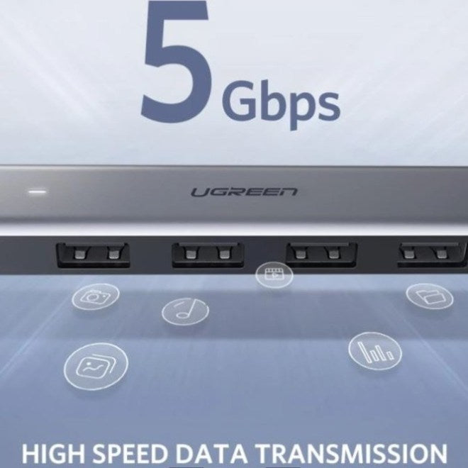 UGREEN 4-Port USB 3.0 Hub + Powered by Micro USB, Metal Plated Shell, Ultra Slim