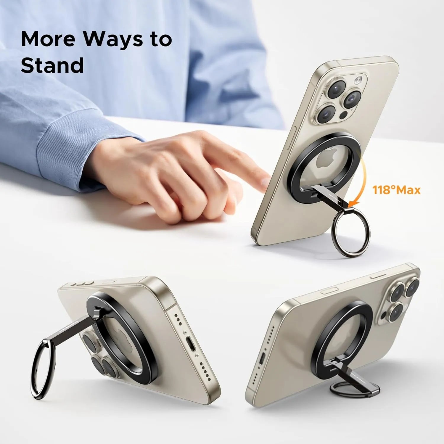 UGREEN Magnetic Phone Grip for MagSafe Phone Holder, Universal Strong Magnetic Ring Phone Stand