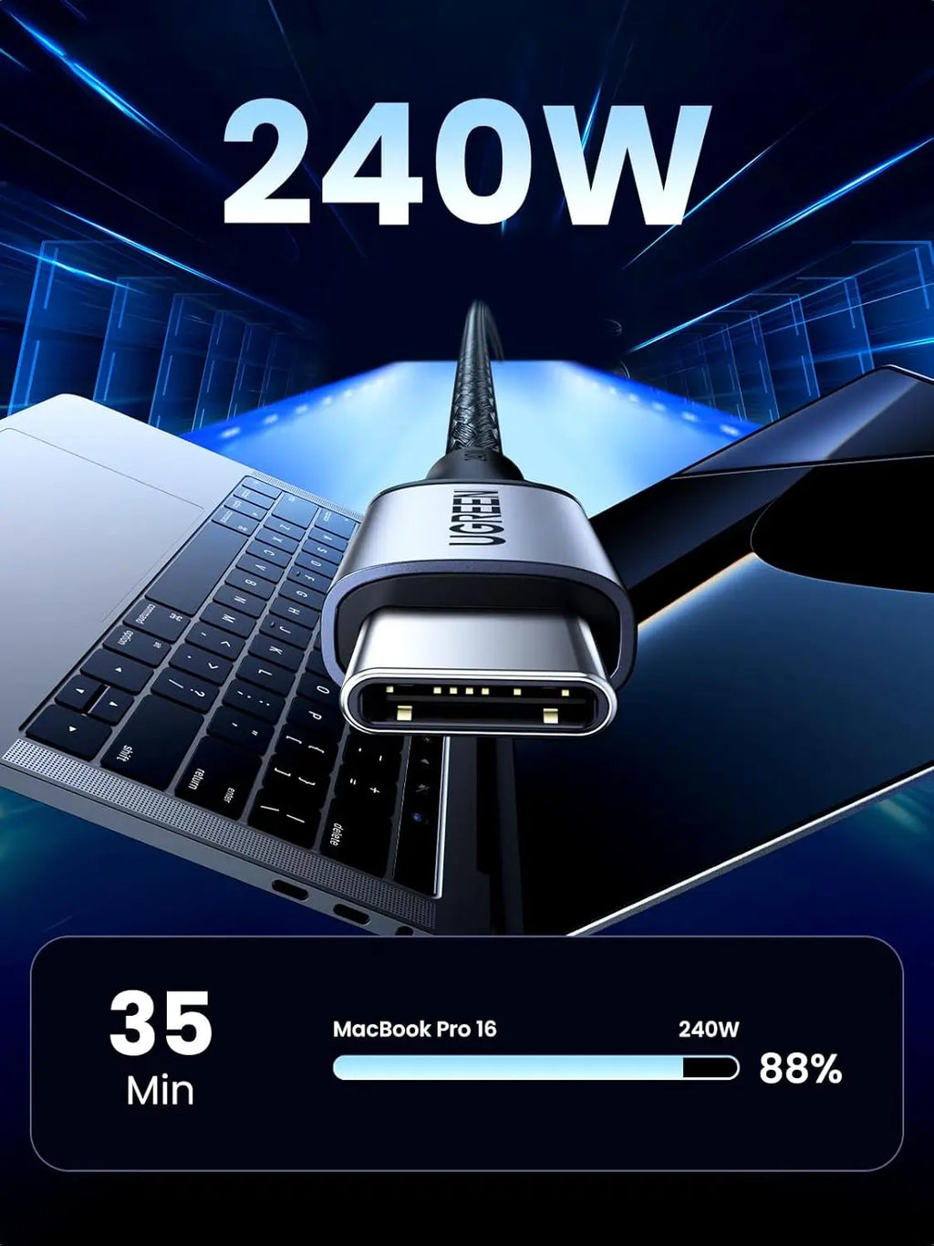 UGREEN USB C to USB C Cable 2M 240W PD 3.1 Fast Charging,480Mbps Data Transfer | 90440 |