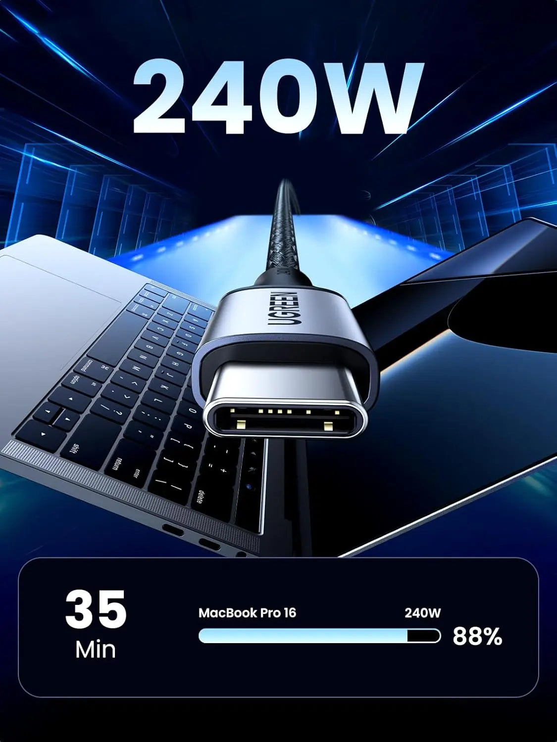 UGREEN USB C to USB C Cable 2M 240W PD 3.1 Fast Charging,480Mbps Data Transfer | 90440 |