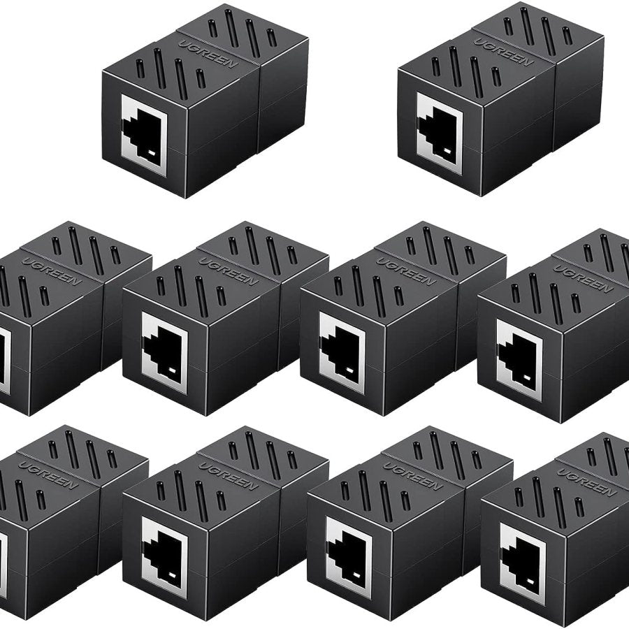 UGREEN RJ 45 Network Keystone Jack In-Line Coupler Female to Female 10pcs (Black)