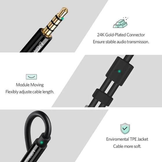 UGREEN-AV141 Headset Splitter Headphone Mic Y Adapter Cable, 3.5mm Audio Male To Separate Stereo Aux Female Jack & Microphone Female Jack Compatible For PS4, Xbox, Laptop, Phone, PC Gaming Headset