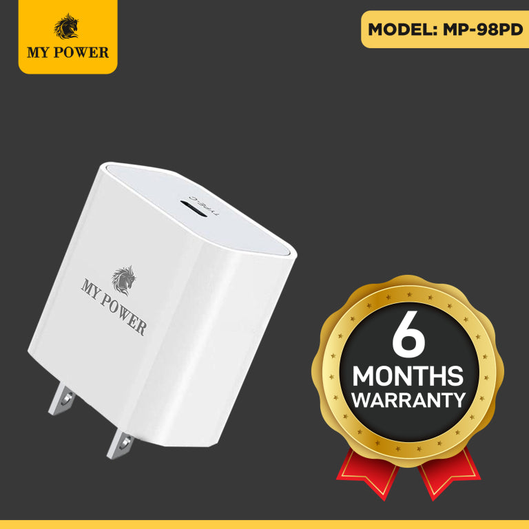 20W PD Adaptor MP98PD- Type C Output Charger, Flat US Pin My Power