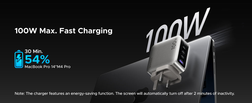 UGREEN 65621B 100W Nexode Pro 5-Port GaN Fast Charger with Smart Display UK X773
