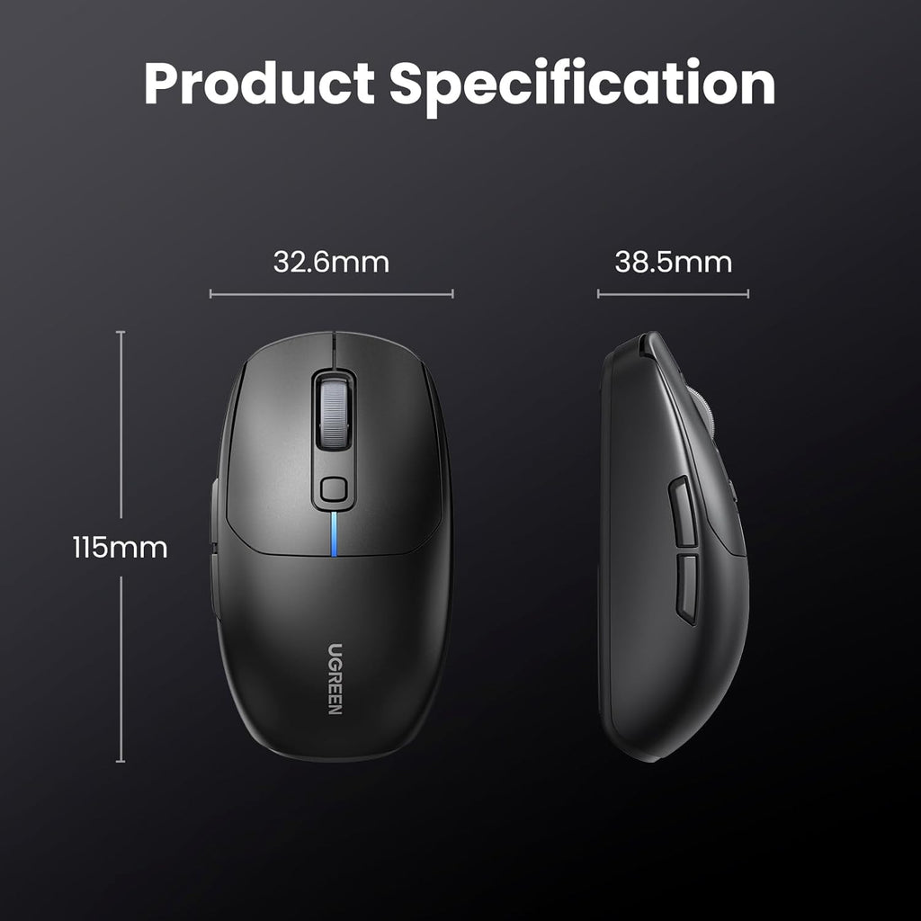UGREEN Bluetooth Mouse Gaming | USB/BT/2.4GHz Lightweight Wireless Gaming Mouse | 90539