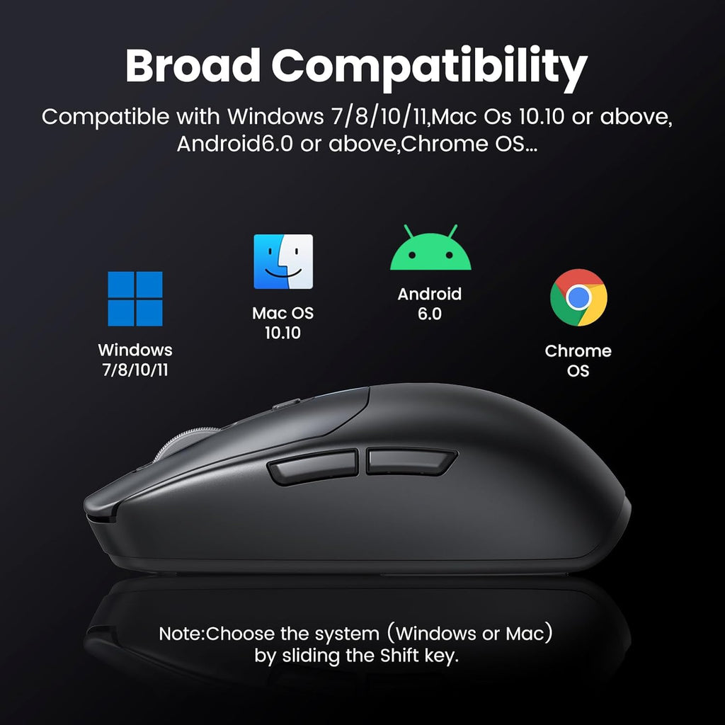 UGREEN Bluetooth Mouse Gaming | USB/BT/2.4GHz Lightweight Wireless Gaming Mouse | 90539