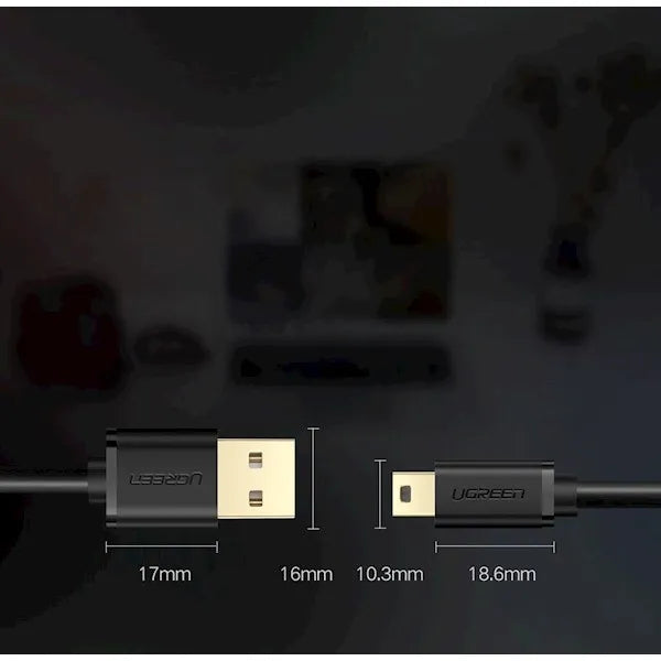 UGREEN USB 2.0 A Male to Mini 5 Pin Male Cable 1.5m v3