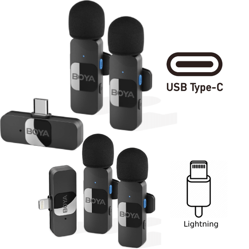 Boya Ultra Compact 2pc Wireless Microphone Set by-v2 / by-v20 Type C/ IOS