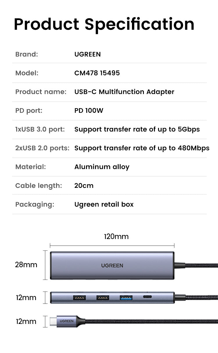 UGREEN 5 in 1 USB-C Hub | 15495