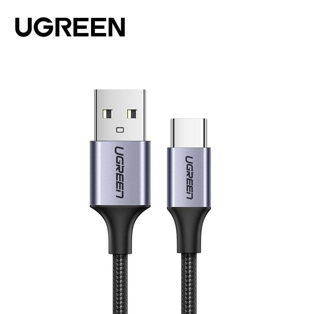 1Mtr UGREEN USB 2.0 A to USB-C Cable Nickel Plating Aluminum Braid 1m (Black)