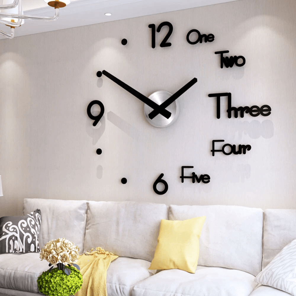 DIY 3D Digital Wall Clock Sticker Modern Design Large Silent Clock Home Office Decor Living Room Decoration Wall Clock