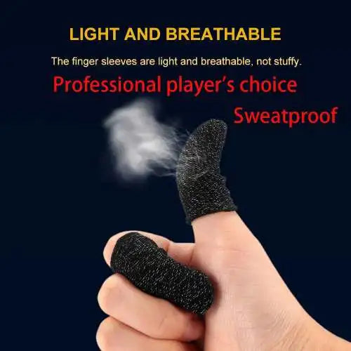 4pc (2 pairs) Breathable Sweatproof Mobile Finger Sleeve Touchscreen Game Controller Gloves for Professional Phone Gaming